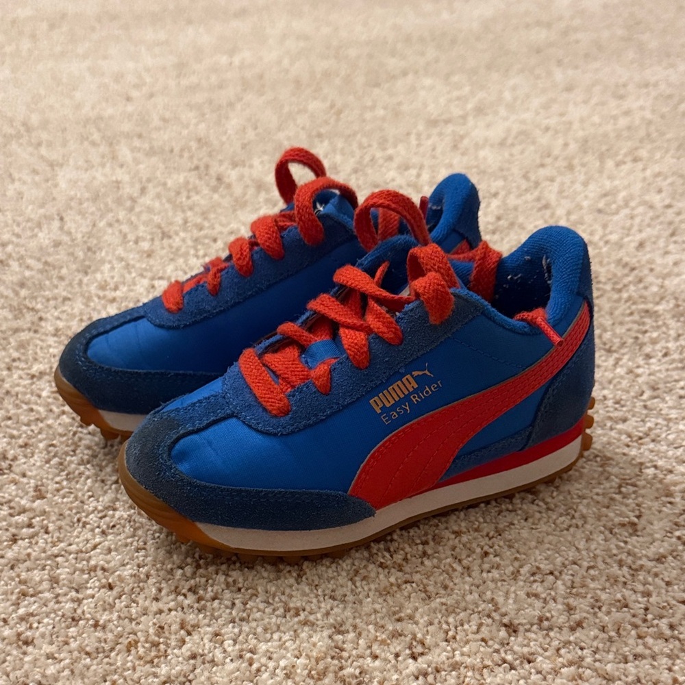 Puma Kids Blue Sneakers with Red Accents